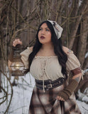 Women Renaissance Off Shoulder Blouse Smocked Waist Pirate Shirt Peplum Tops