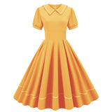 Women Retro Dresses Vintage 1950s Short Sleeve Prom Rockabilly Swing Dress