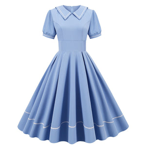 Women Retro Dresses Vintage 1950s Short Sleeve Prom Rockabilly Swing Dress