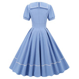 Women Retro Dresses Vintage 1950s Short Sleeve Prom Rockabilly Swing Dress