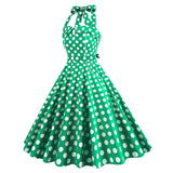 Women Retro Polka Dot Dresses Vintage 1950s Halter Cocktail Prom Rockabilly Dresses