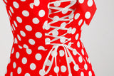 Women Retro Polka Dot Dresses Vintage 1950s Halter Cocktail Prom Rockabilly Dresses