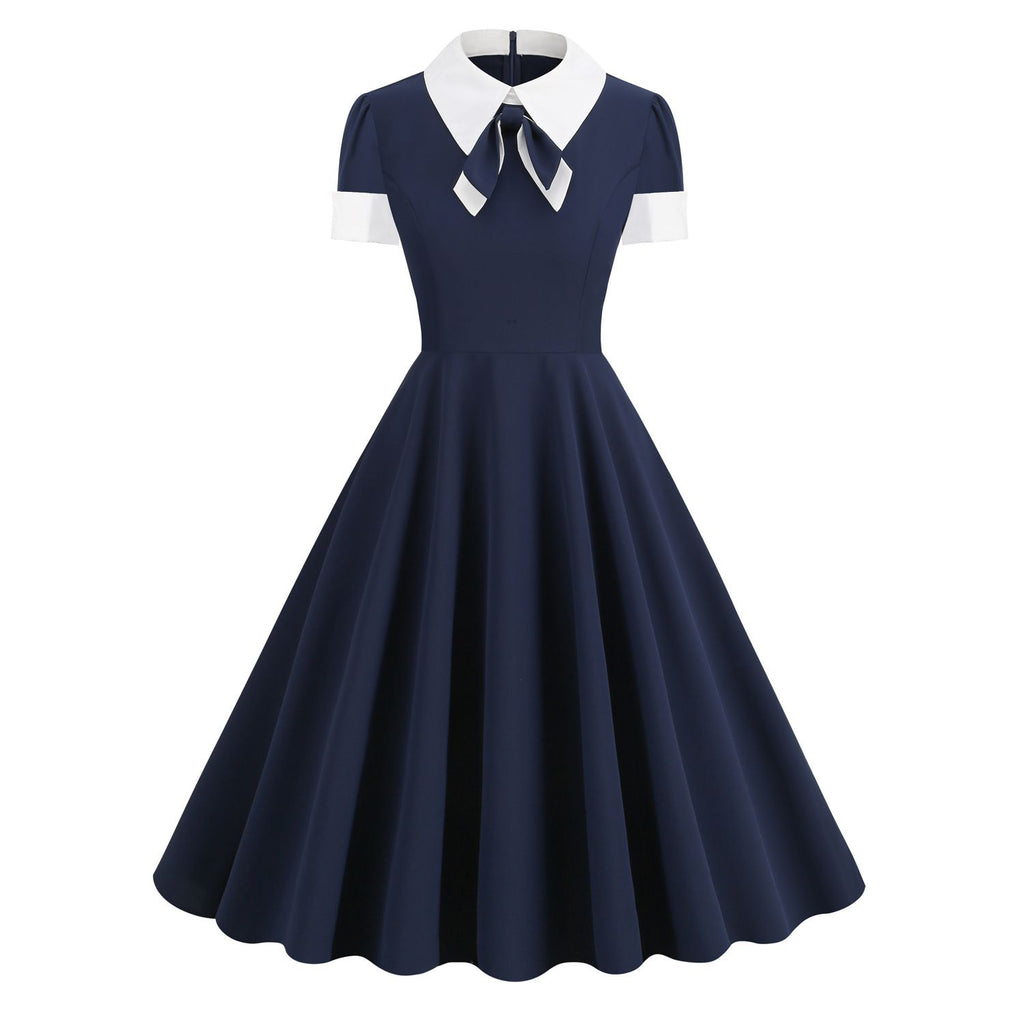 cocktail party swing dress Women's Solid Color Vintage Style Swing Dress, Suitable For Cocktail Party Casual Summer Elegant