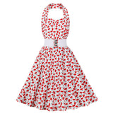 Women Sleeveless Summer Swing Casual Vintage Polka Dot Dress