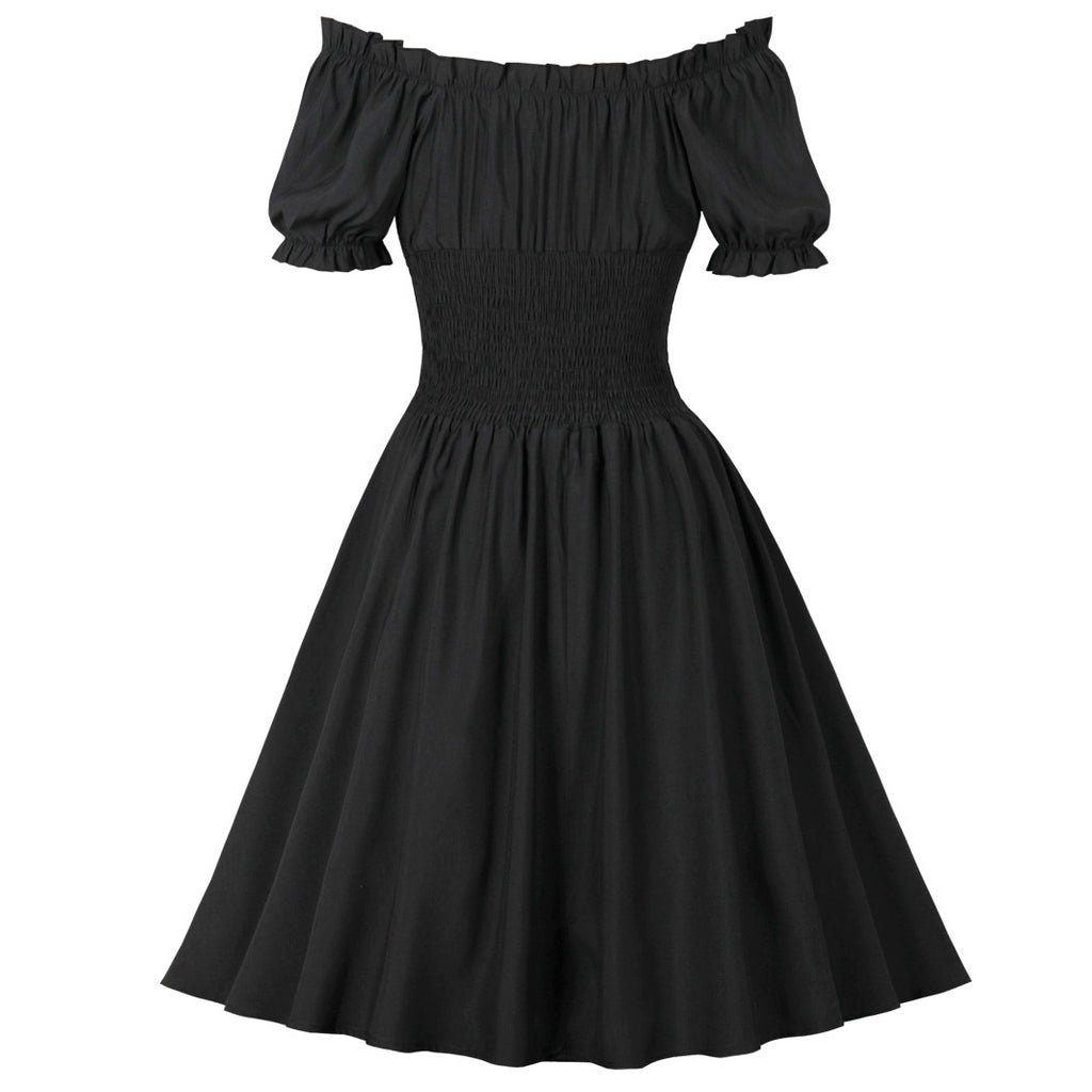 Women Summer Floral Ruffle Party Gothic Vintage Black Dresses