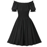 Women Summer Floral Ruffle Party Gothic Vintage Black Dresses