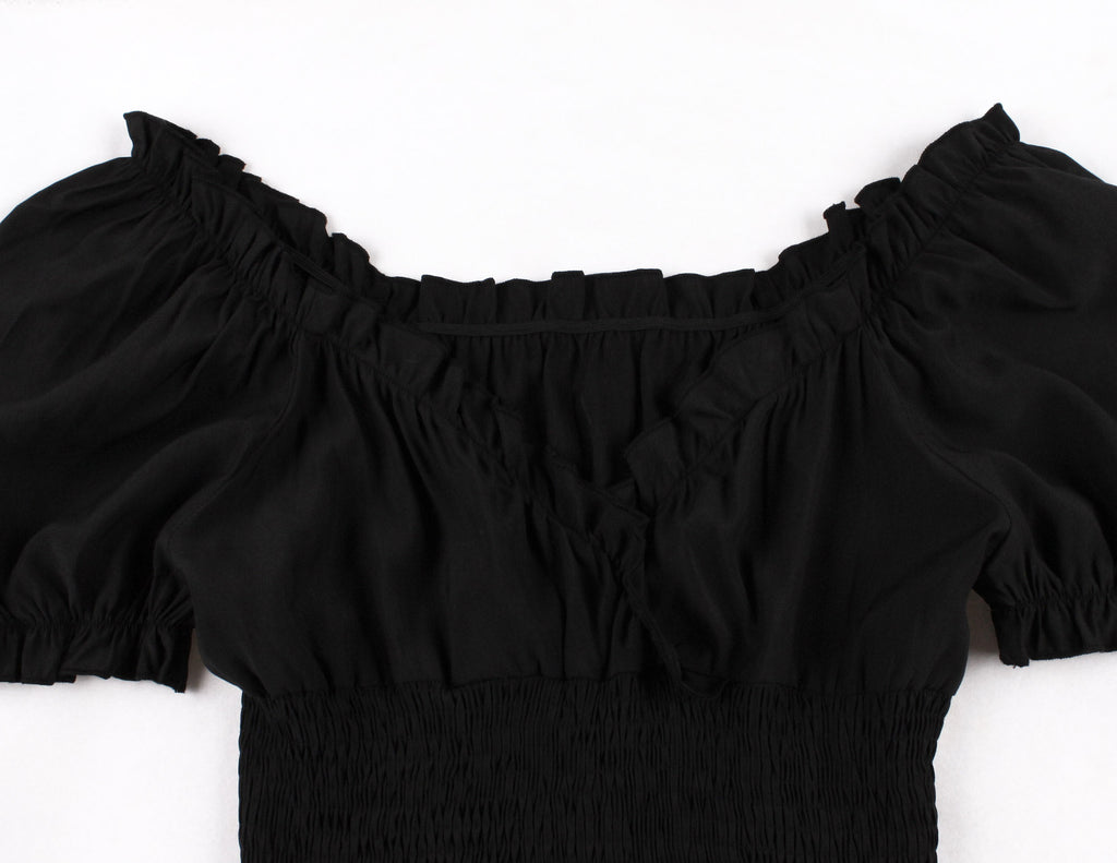 Women Summer Floral Ruffle Party Gothic Vintage Black Dresses