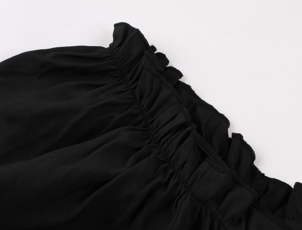 Women Summer Floral Ruffle Party Gothic Vintage Black Dresses