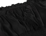 Women Summer Floral Ruffle Party Gothic Vintage Black Dresses