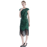 Women Tassel Dresses Sequins Beaded Tassels Party Night Gown 1920 Flapper Dress