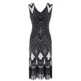 Women Vintage 1920s Glamour Beaded Fringed Gatsby Party Flapper Dress