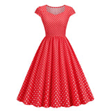 Women Vintage 1950s 1980s Pink Retro Rockabilly Prom Swing Dresses Cap-Sleeve