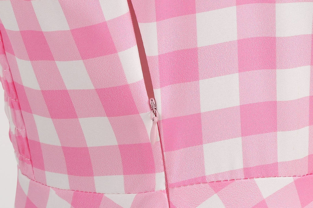 Women Vintage 1950s 1980s Retro Dress Pink Swing Rockabilly A-line Midi Prom Dress