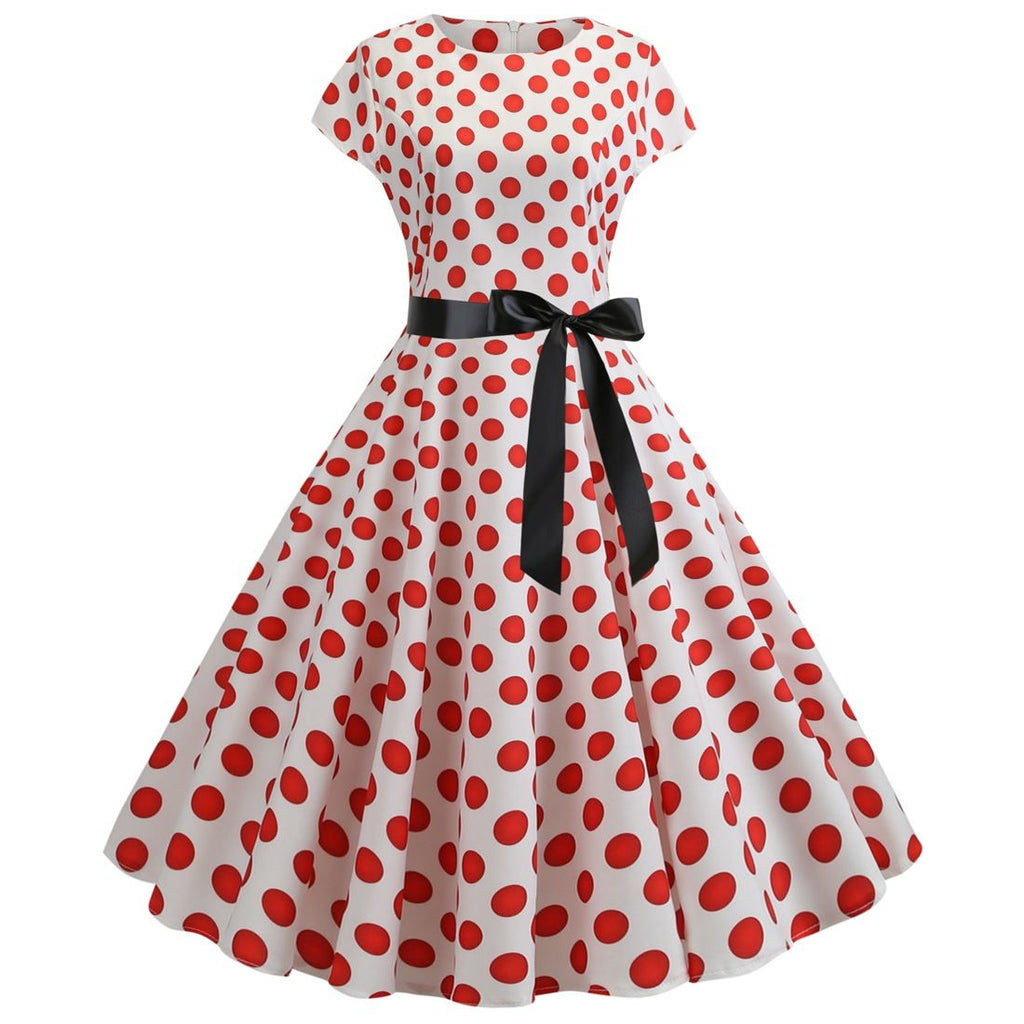 Women Vintage 1950s Retro Polka Dot Print Evening Party Prom Swing Dre Hiipps Women Vintage 1950s Retro Polka Dot Print Evening Party Prom Swing Dre Hiipps
