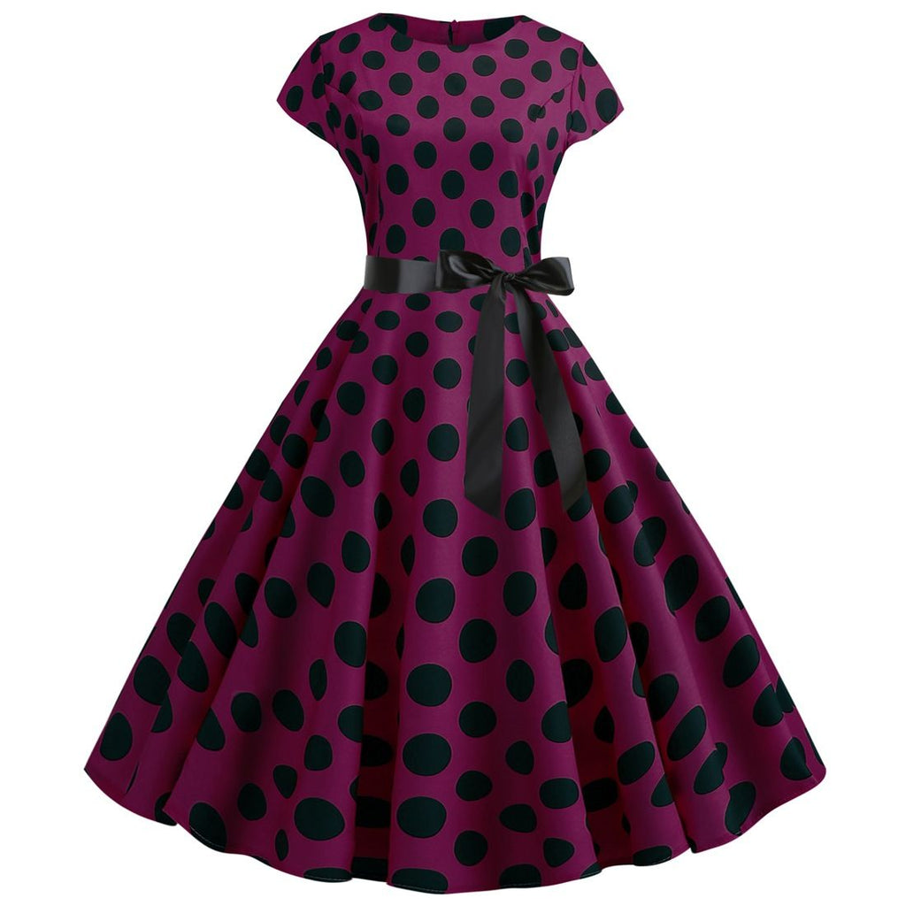 Women Vintage 1950s Retro Polka Dot Print Evening Party Prom Swing Dre Hiipps Women Vintage 1950s Retro Polka Dot Print Evening Party Prom Swing Dre Hiipps