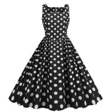 Women Vintage 50s 1950s Dress Square Neck A-line Polka Dot Rockabilly Swing Evening Party Cocktail Dresses