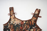 Women Vintage Floral Camisole Flower Embroidery Pattern Drawstring Corset