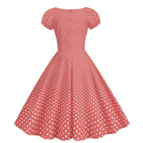 Women Vintage Pink Polka Dot 1950s Rockabilly Audrey Dress Retro Cocktail Swing Dress