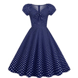 Women Vintage Pink Polka Dot 1950s Rockabilly Audrey Dress Retro Cocktail Swing Dress