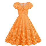 Women Vintage Pink Polka Dot 1950s Rockabilly Audrey Dress Retro Cocktail Swing Dress