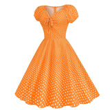 Women Vintage Pink Polka Dot 1950s Rockabilly Audrey Dress Retro Cocktail Swing Dress