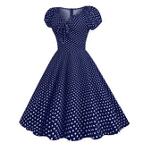 Women Vintage Pink Polka Dot 1950s Rockabilly Audrey Dress Retro Cocktail Swing Dress