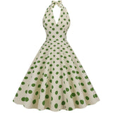 Women Vintage Polka Dot 1950s Rockabilly Halter Audrey Dress Retro Cocktail Swing Dress