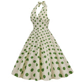 Women Vintage Polka Dot 1950s Rockabilly Halter Audrey Dress Retro Cocktail Swing Dress