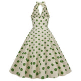 Women Vintage Polka Dot 1950s Rockabilly Halter Audrey Dress Retro Cocktail Swing Dress