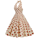 Women Vintage Polka Dot 1950s Rockabilly Halter Audrey Dress Retro Cocktail Swing Dress