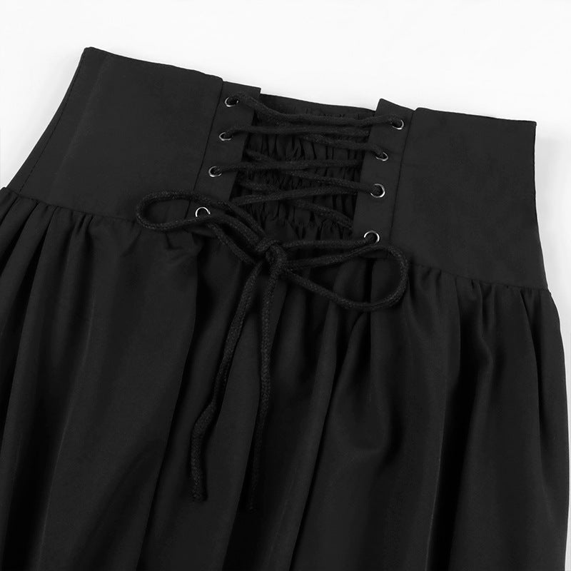 Women Vintage Gothic Victorian High Waist Midi Skirt Flared Pleated Long Maxi Skirts