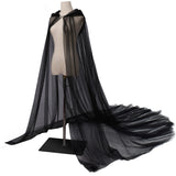 Women Wedding Tulle Cape Hooded Elf Cloak Bridal Dress Robe with Long Train