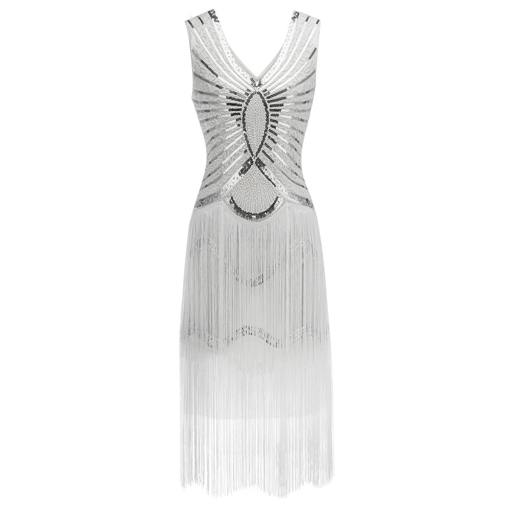 Women's 1920s Flapper Chest Pendant Art Deco Cocktail Fringe Dresses