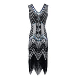 Plus Size Women's 1920s V Neck Beaded Fringed Gatsby Theme Flapper Costume Dress