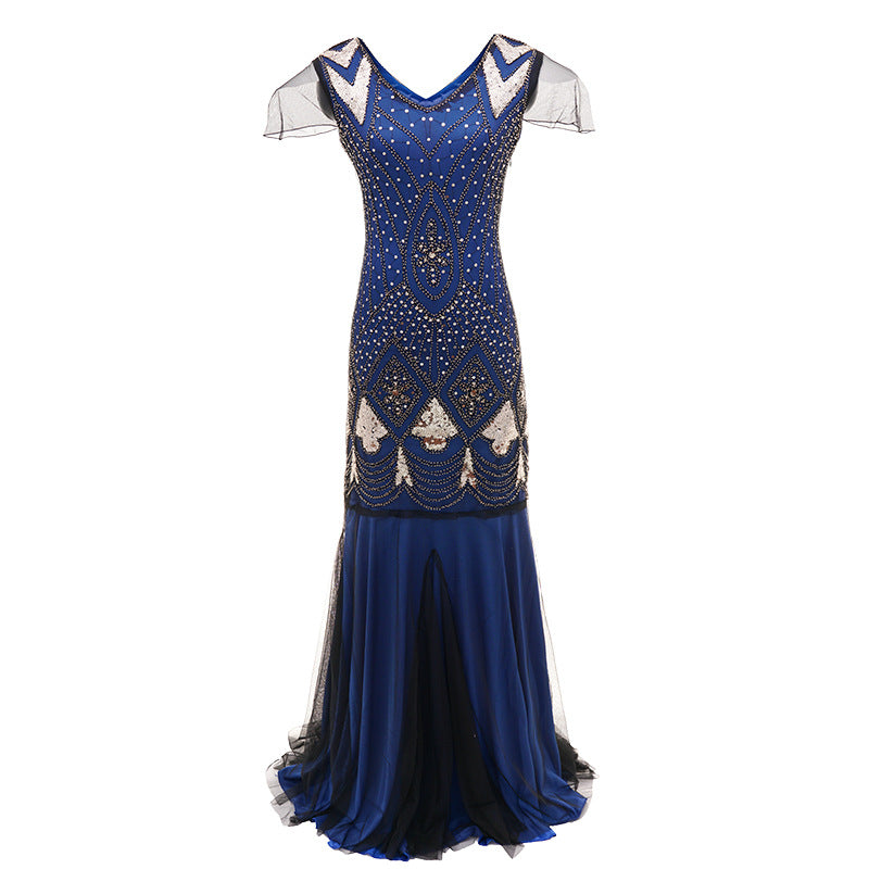 Women's 1920s Vintage Sequins Fringe Long Gatsby Flapper Gown Party Co Hiipps Women's 1920s Vintage Sequins Fringe Long Gatsby Flapper Gown Party Co Hiipps