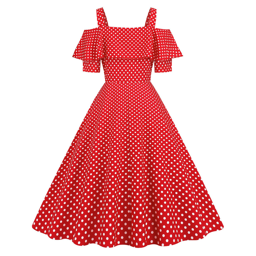 1950s style prom dress Women's 1950s Retro Rockabilly Polka Dot Casual Dress Vintage Style Pr – Hiipps