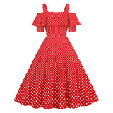 Women's 1950s Retro Rockabilly Polka Dot Casual Dress Vintage Style Prom Dress