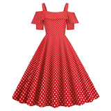 Women's 1950s Retro Rockabilly Polka Dot Casual Dress Vintage Style Prom Dress