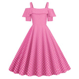 Women's 1950s Retro Rockabilly Polka Dot Casual Dress Vintage Style Prom Dress