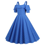 Women's 1950s Retro Rockabilly Polka Dot Casual Dress Vintage Style Prom Dress