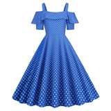 Women's 1950s Retro Rockabilly Polka Dot Casual Dress Vintage Style Prom Dress