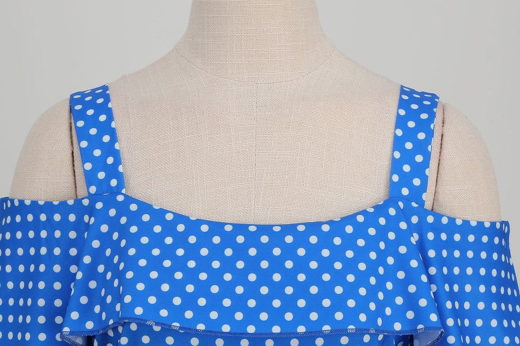 Women's 1950s Retro Rockabilly Polka Dot Casual Dress Vintage Style Prom Dress