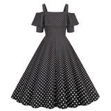 Women's 1950s Retro Rockabilly Polka Dot Casual Dress Vintage Style Prom Dress