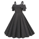 Women's 1950s Retro Rockabilly Polka Dot Casual Dress Vintage Style Prom Dress