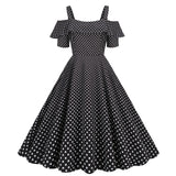 Women's 1950s Retro Rockabilly Polka Dot Casual Dress Vintage Style Prom Dress