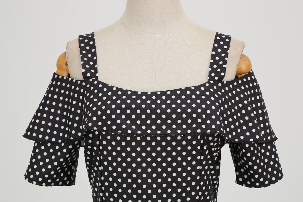 Women's 1950s Retro Rockabilly Polka Dot Casual Dress Vintage Style Prom Dress