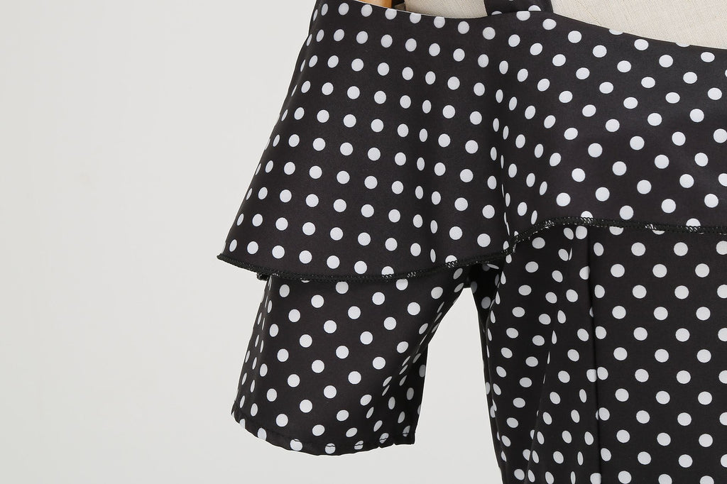 Women's 1950s Retro Rockabilly Polka Dot Casual Dress Vintage Style Prom Dress