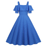 Women's 1950s Retro Rockabilly Polka Dot Casual Dress Vintage Style Prom Dress