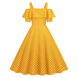 Women's 1950s Retro Rockabilly Polka Dot Casual Dress Vintage Style Prom Dress