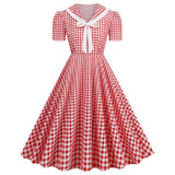 Women's 1950s Vintage Audrey Hepburn Style Peter Pan Collar Cocktail Swing Dresses